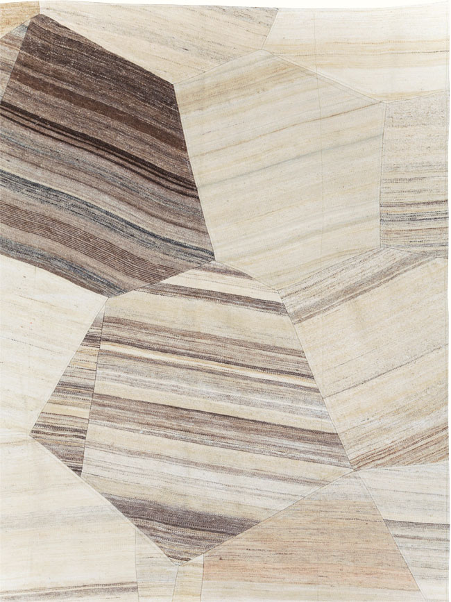 Contemporary Turkish Flatweave Patchwork Style Room Size Carpet, No.30969 - Gsblank