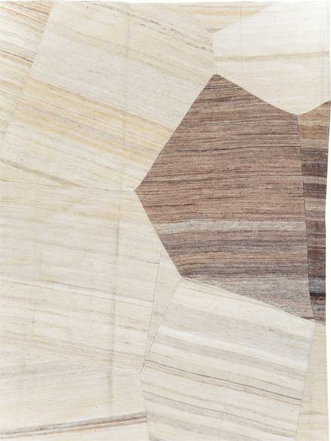 Contemporary Turkish Flatweave Patchwork Style Room Size Carpet, No.30969 - Gsblank