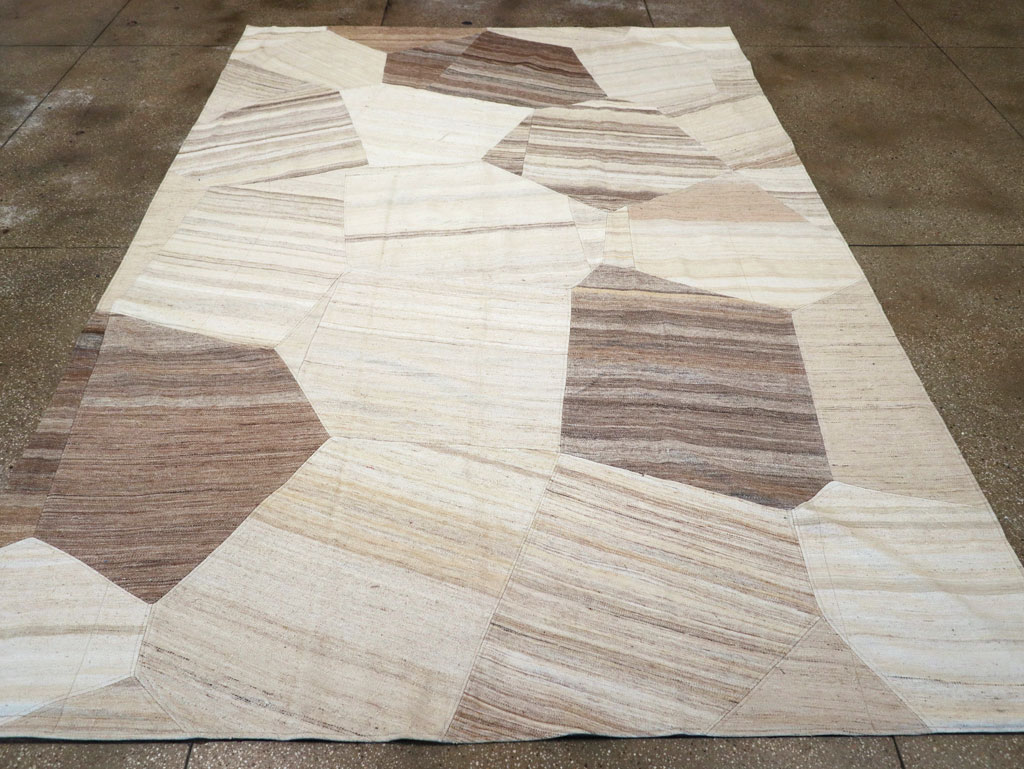 Contemporary Turkish Flatweave Patchwork Style Room Size Carpet, No.30969 - Gsblank