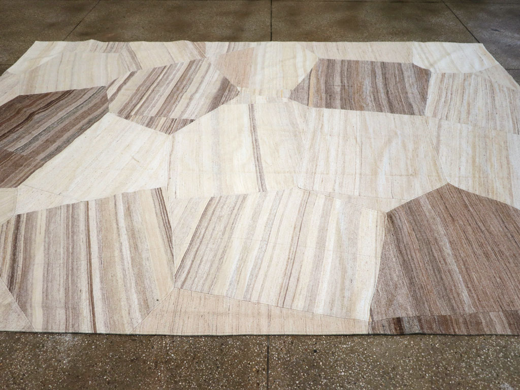 Contemporary Turkish Flatweave Patchwork Style Room Size Carpet, No.30969 - Gsblank