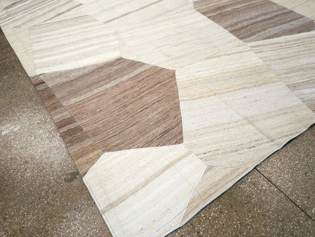 Contemporary Turkish Flatweave Patchwork Style Room Size Carpet, No.30969 - Gsblank