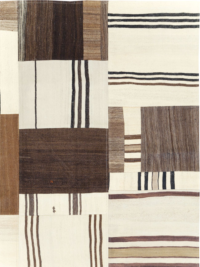 Contemporary Turkish Flatweave Patchwork Style Room Size Carpet, No.30972 - Gsblank