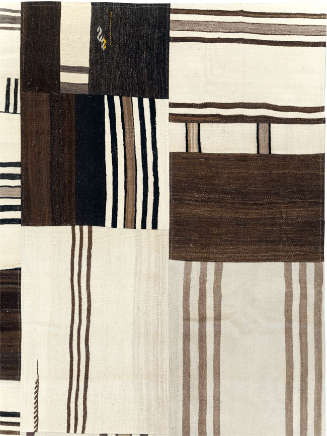 Contemporary Turkish Flatweave Patchwork Style Room Size Carpet, No.30972 - Gsblank