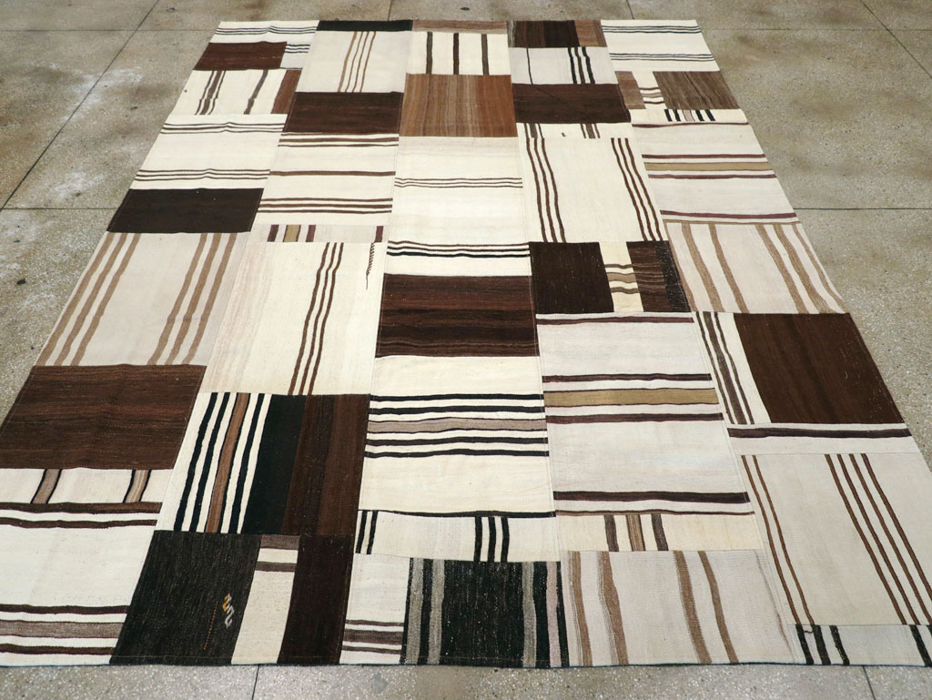 Contemporary Turkish Flatweave Patchwork Style Room Size Carpet, No.30972 - Gsblank