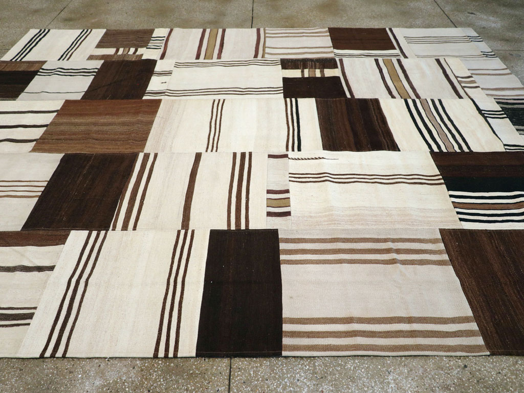 Contemporary Turkish Flatweave Patchwork Style Room Size Carpet, No.30972 - Gsblank