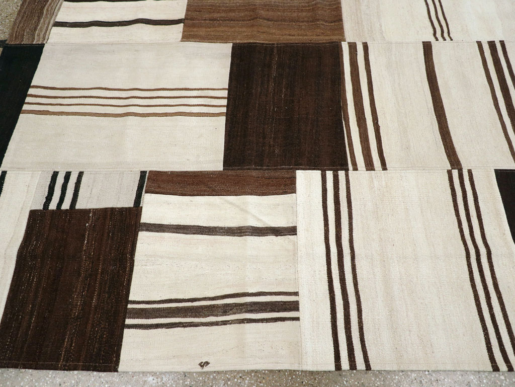 Contemporary Turkish Flatweave Patchwork Style Room Size Carpet, No.30972 - Gsblank