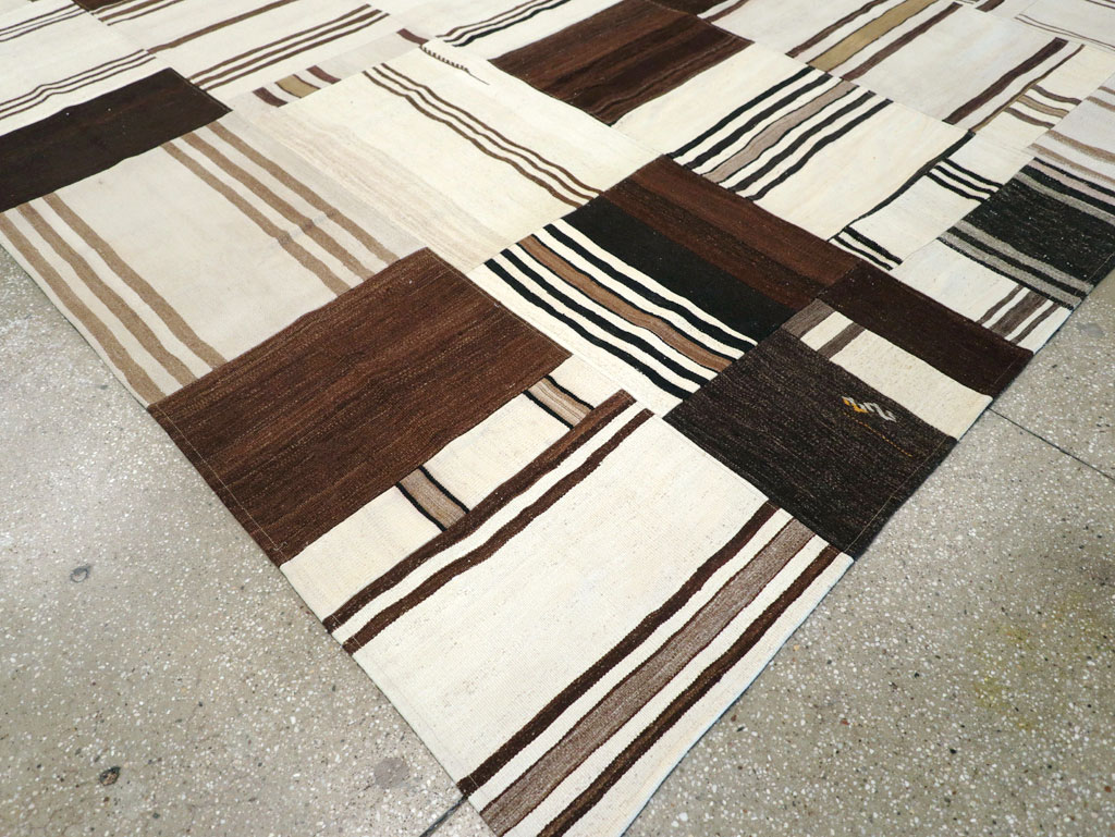 Contemporary Turkish Flatweave Patchwork Style Room Size Carpet, No.30972 - Gsblank