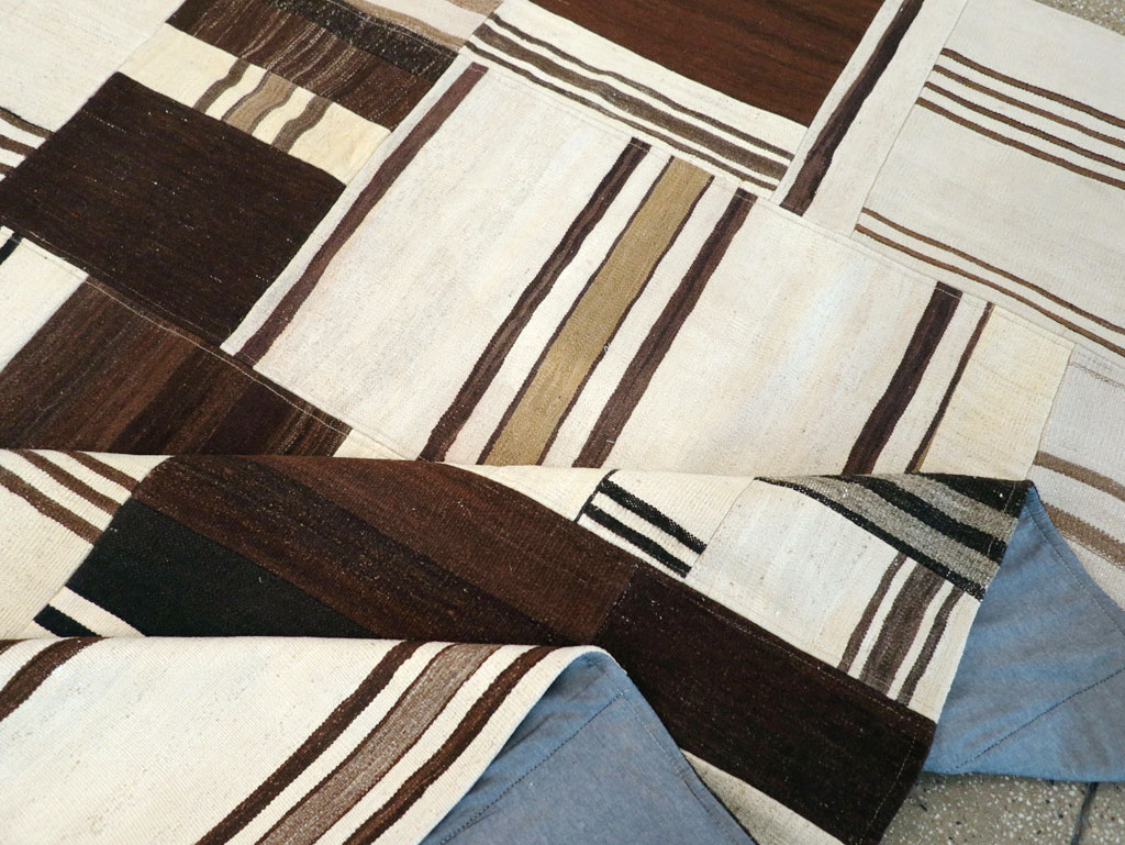 Contemporary Turkish Flatweave Patchwork Style Room Size Carpet, No.30972 - Gsblank