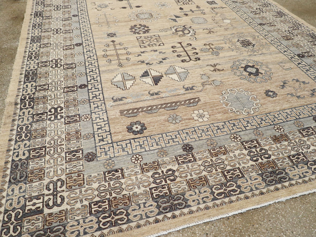 Contemporary East Turkestan Khotan Room Size Carpet, No.30997 - Gsblank