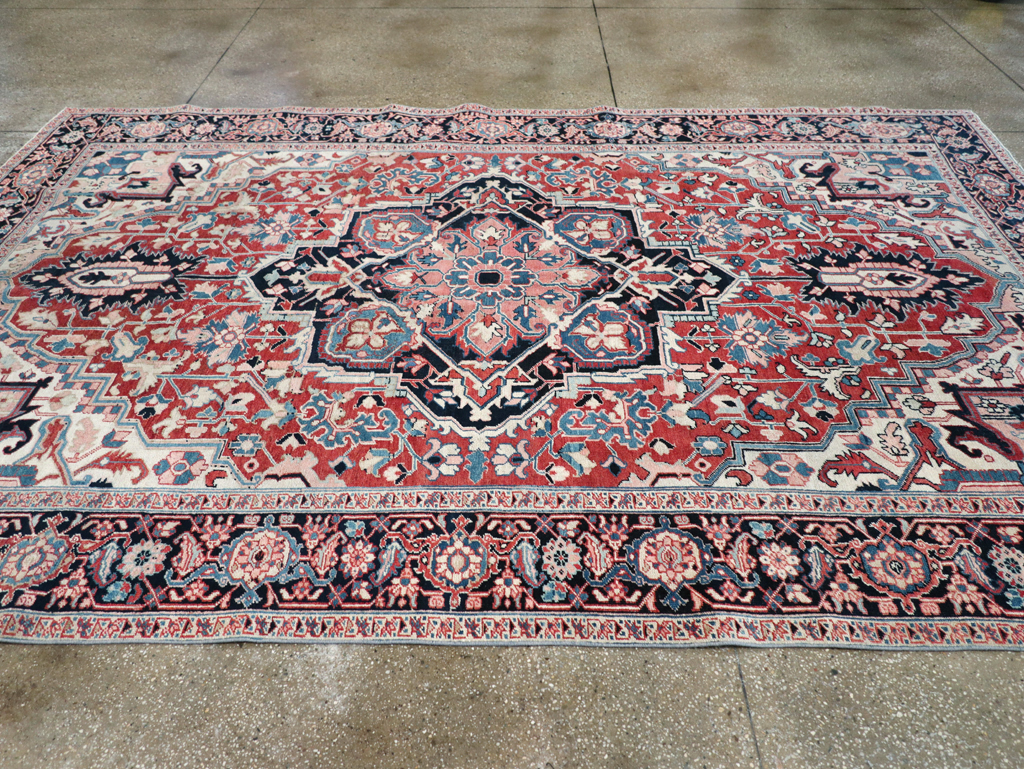 Antique Persian Heriz Room Size Carpet, No.30998 - Gsblank