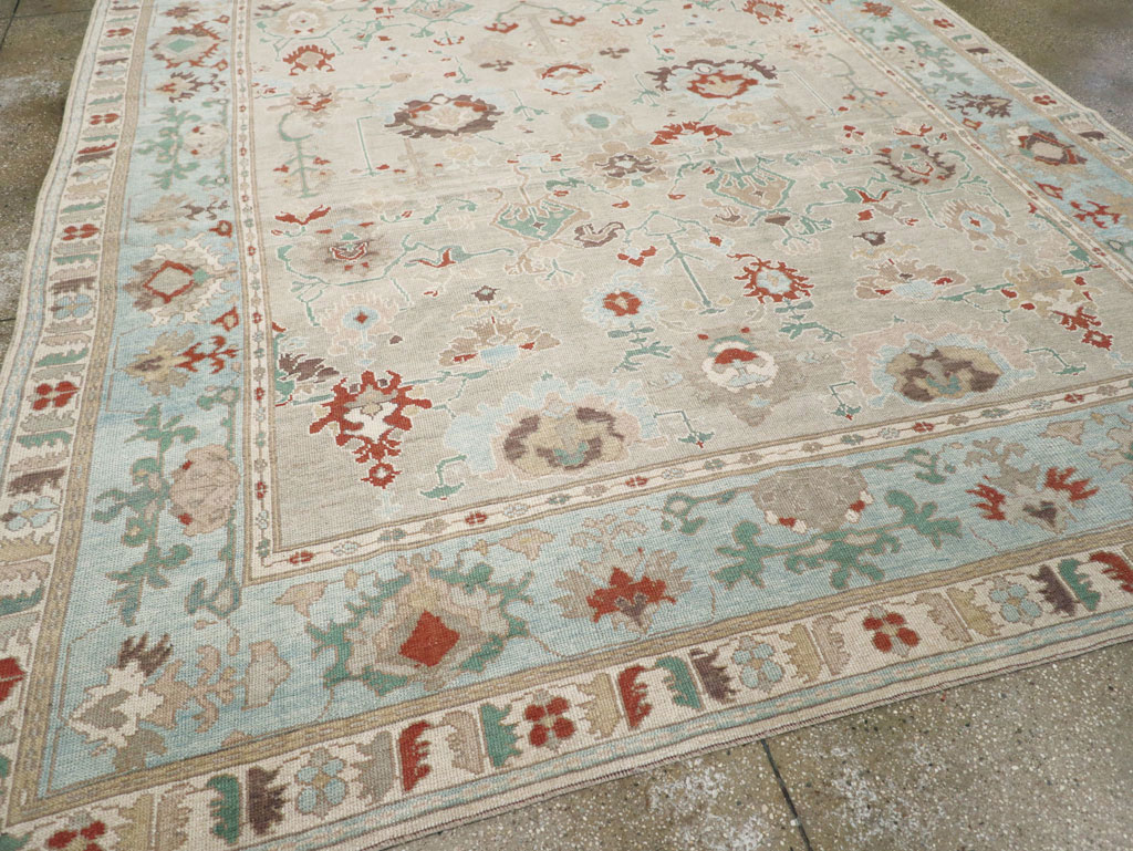 Contemporary Turkish Oushak Room Size Carpet, No.31013 - Gsblank