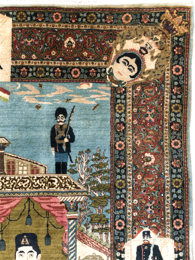 Antique Persian Pictorial Tabriz Rug, No.31017 - Gsblank