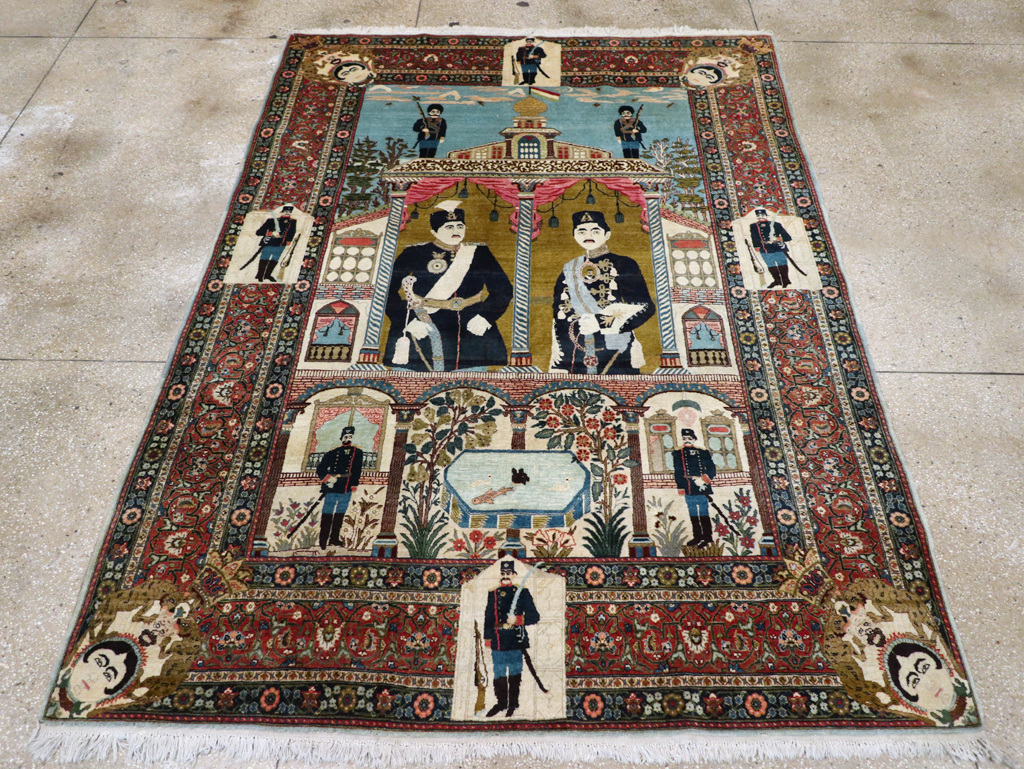 Antique Persian Pictorial Tabriz Rug, No.31017 - Gsblank