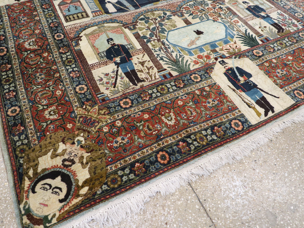 Antique Persian Pictorial Tabriz Rug, No.31017 - Gsblank