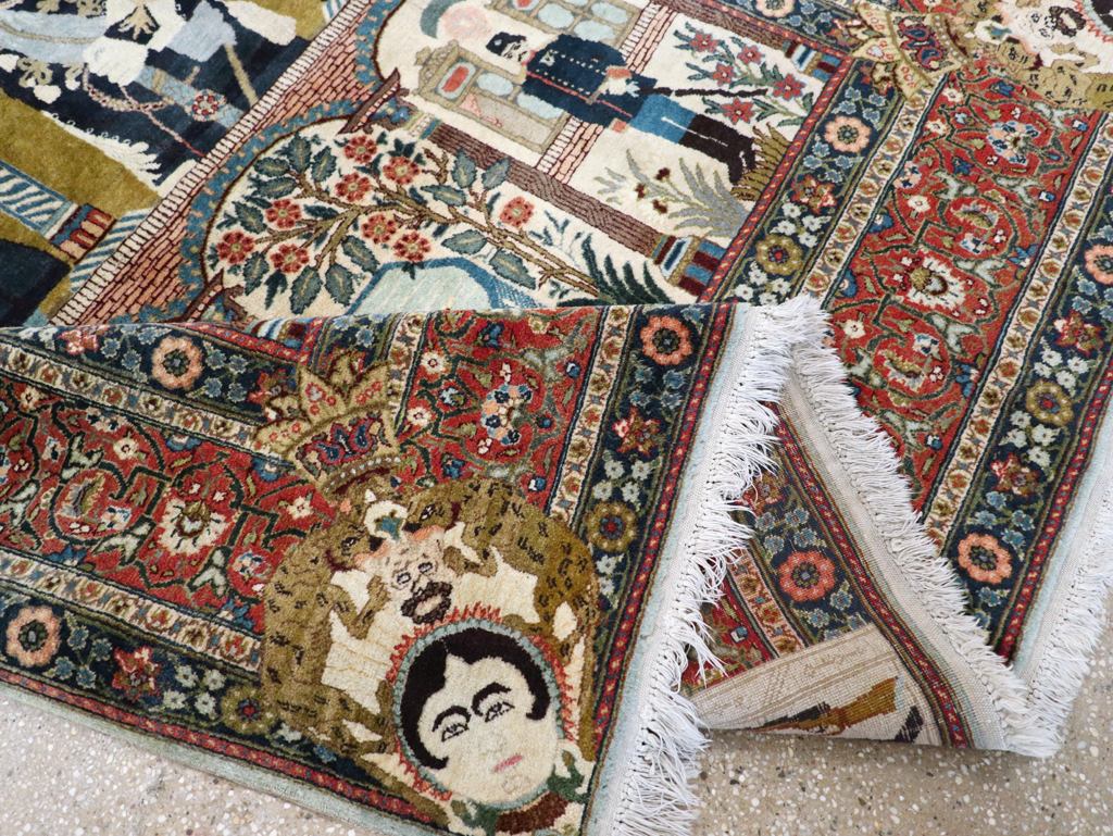 Antique Persian Pictorial Tabriz Rug, No.31017 - Gsblank