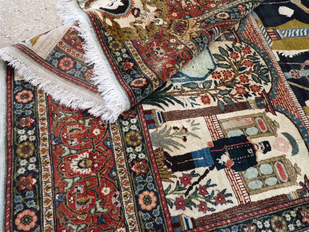 Antique Persian Pictorial Tabriz Rug, No.31017 - Gsblank