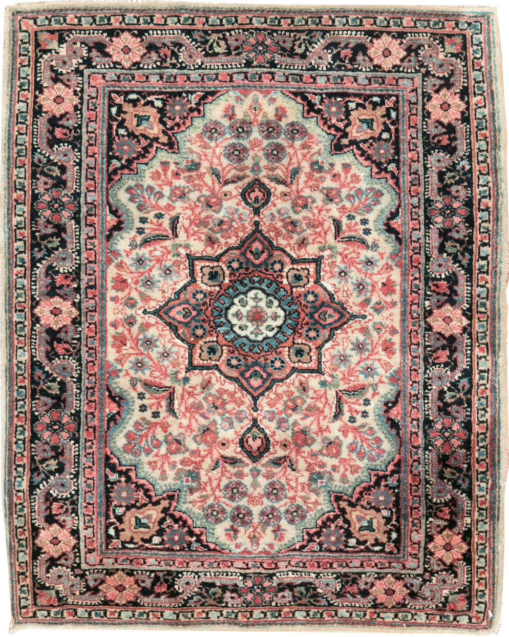 Vintage Persian Sarouk Throw Rug, No.31025 - Gsblank