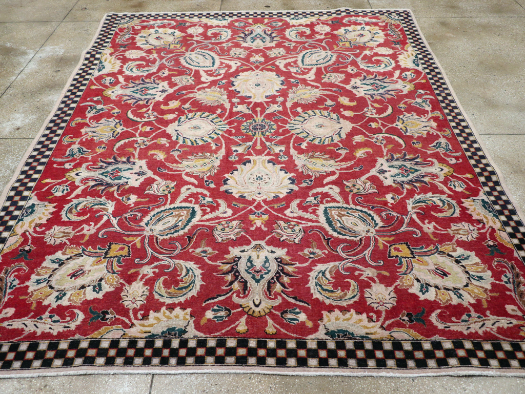 Vintage Persian Tabriz Room Size Carpet, No.31034 - Gsblank