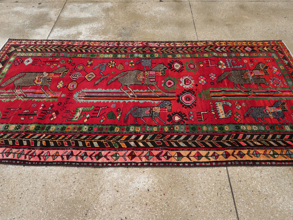 Vintage Caucasian Karabagh Pictorial Rug, No.31068 - Gsblank