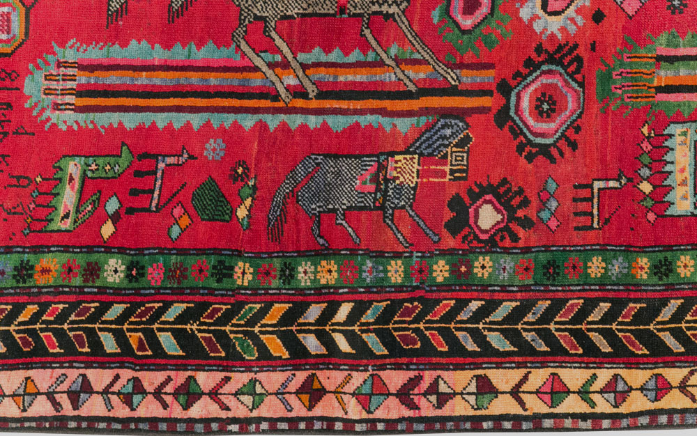 Vintage Caucasian Karabagh Pictorial Rug, No.31068 - Gsblank