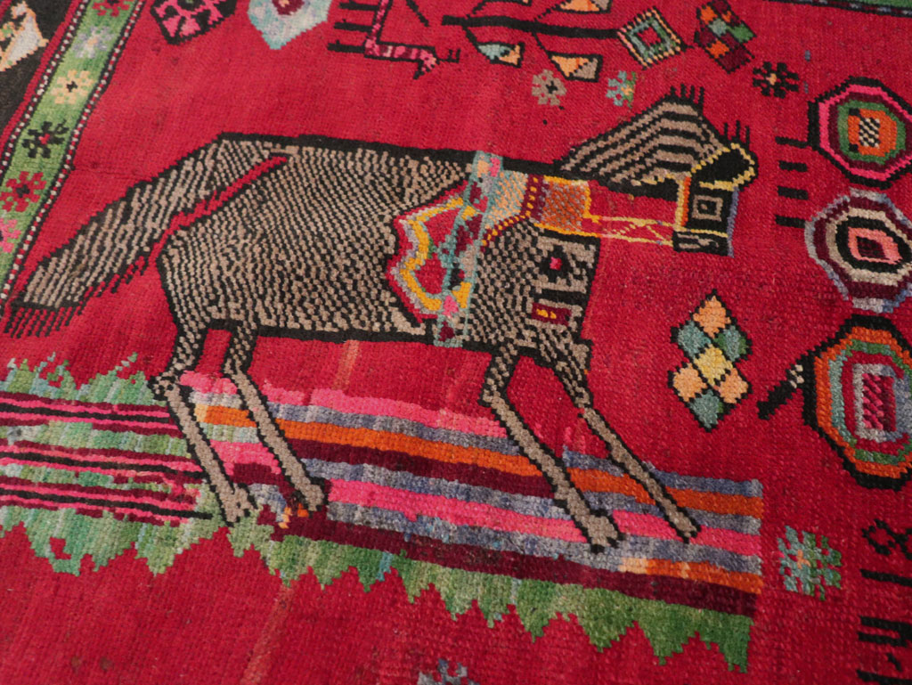 Vintage Caucasian Karabagh Pictorial Rug, No.31068 - Gsblank