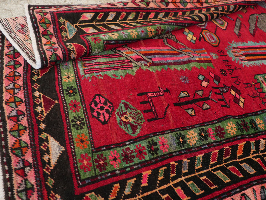 Vintage Caucasian Karabagh Pictorial Rug, No.31068 - Gsblank