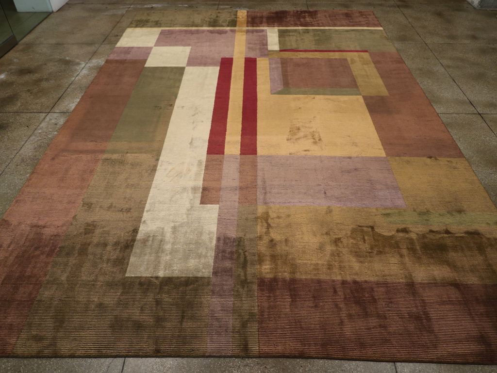 Contemporary Indian Art Deco Style Large Room Size Carpet, No.31079 - Gsblank