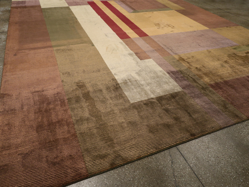 Contemporary Indian Art Deco Style Large Room Size Carpet, No.31079 - Gsblank
