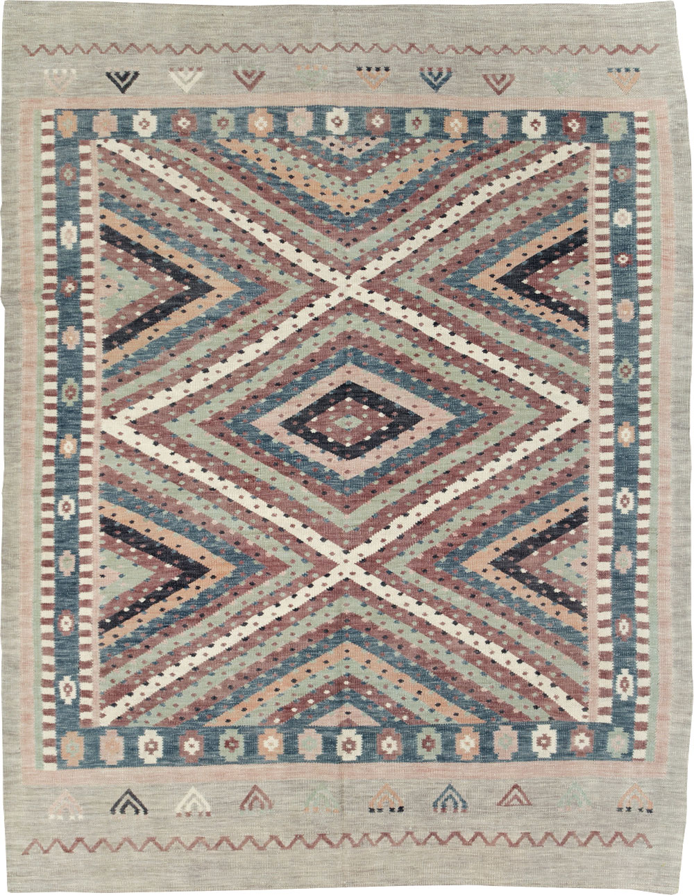 Modern Turkish Flatweave Kilim Room Size Carpet, No.31080 - Gsblank