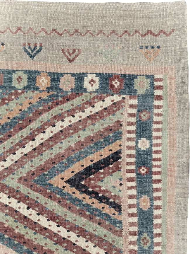 Modern Turkish Flatweave Kilim Room Size Carpet, No.31080 - Gsblank