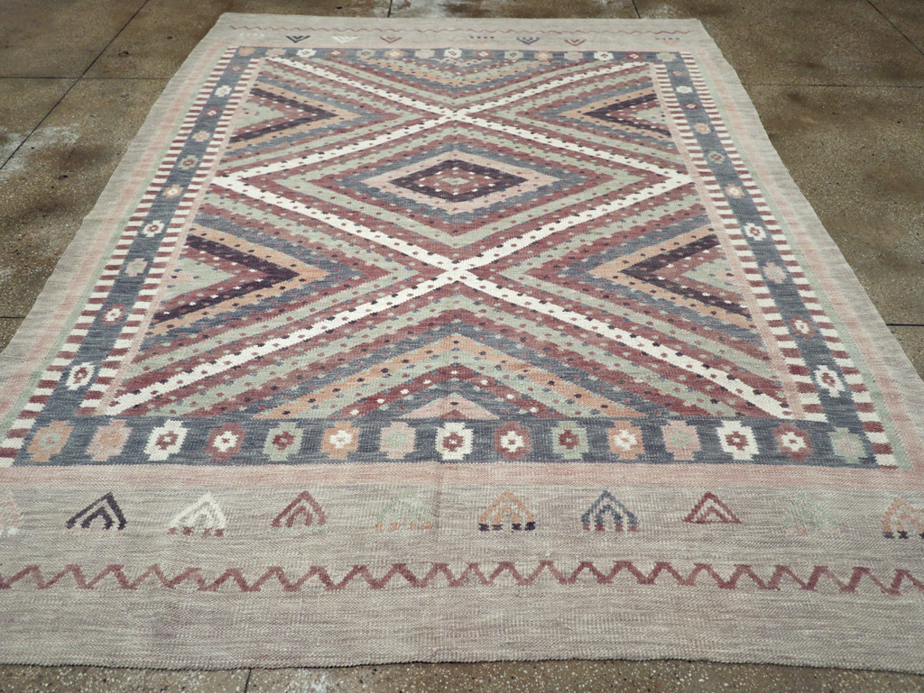 Modern Turkish Flatweave Kilim Room Size Carpet, No.31080 - Gsblank