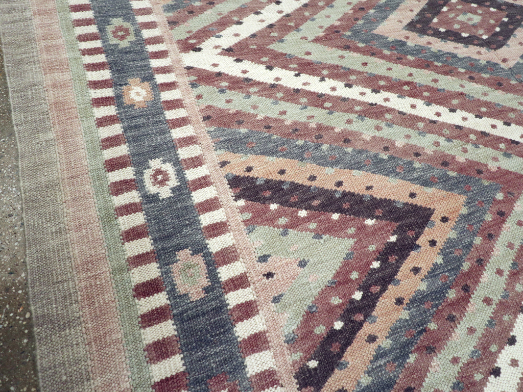 Modern Turkish Flatweave Kilim Room Size Carpet, No.31080 - Gsblank