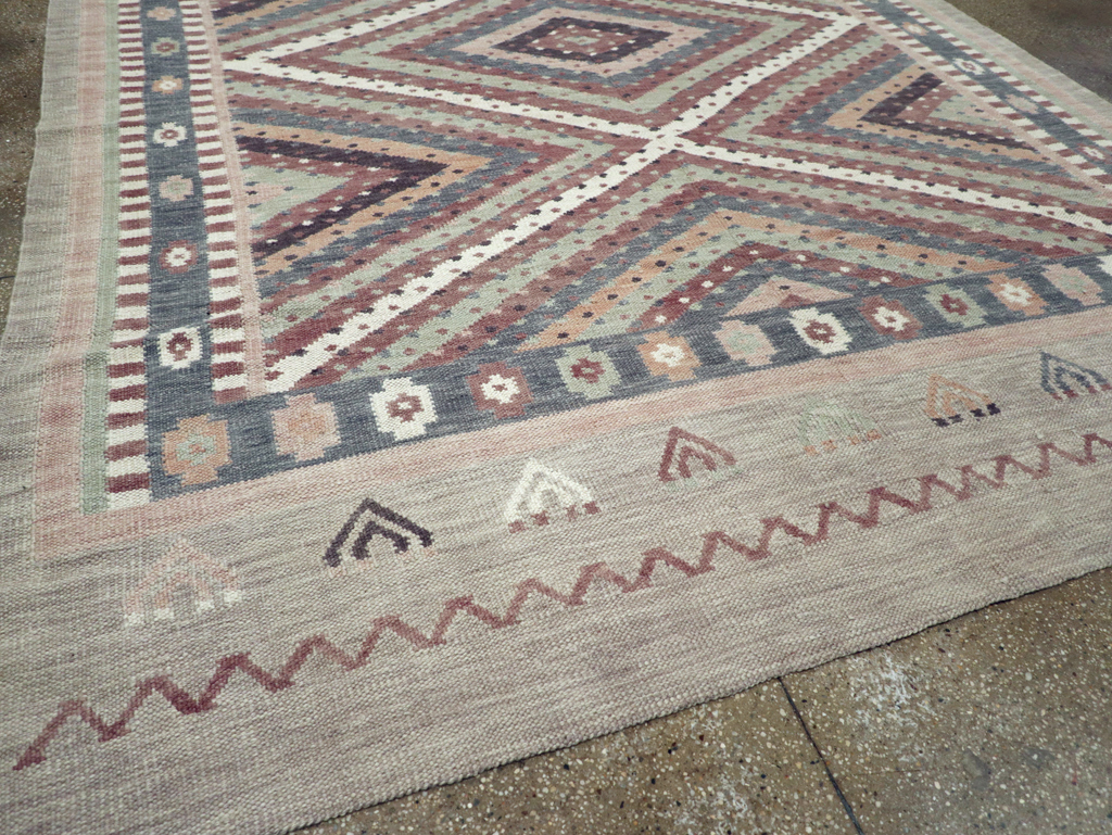 Modern Turkish Flatweave Kilim Room Size Carpet, No.31080 - Gsblank