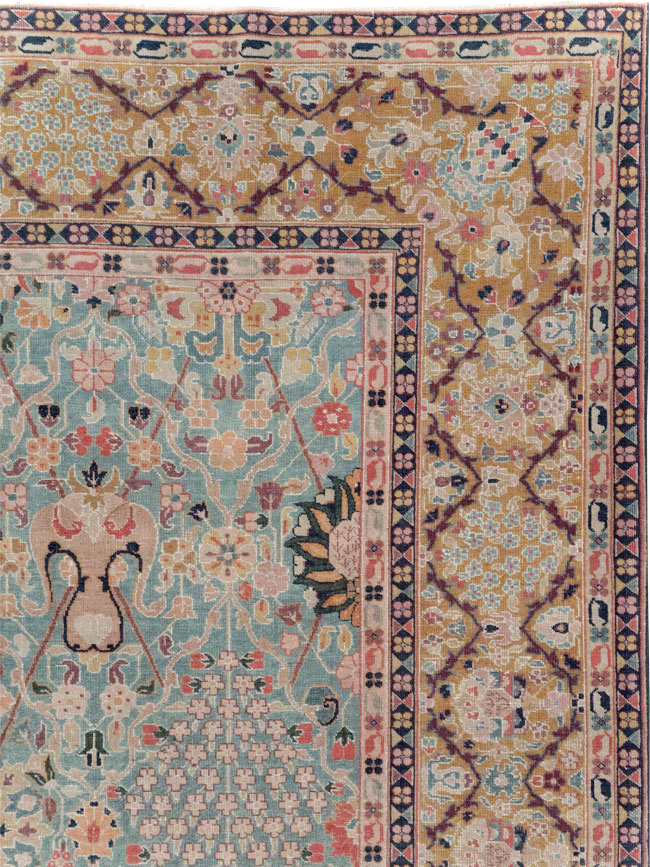 Vintage Persian Tabriz Small Room Size Carpet, No.31084 - Gsblank