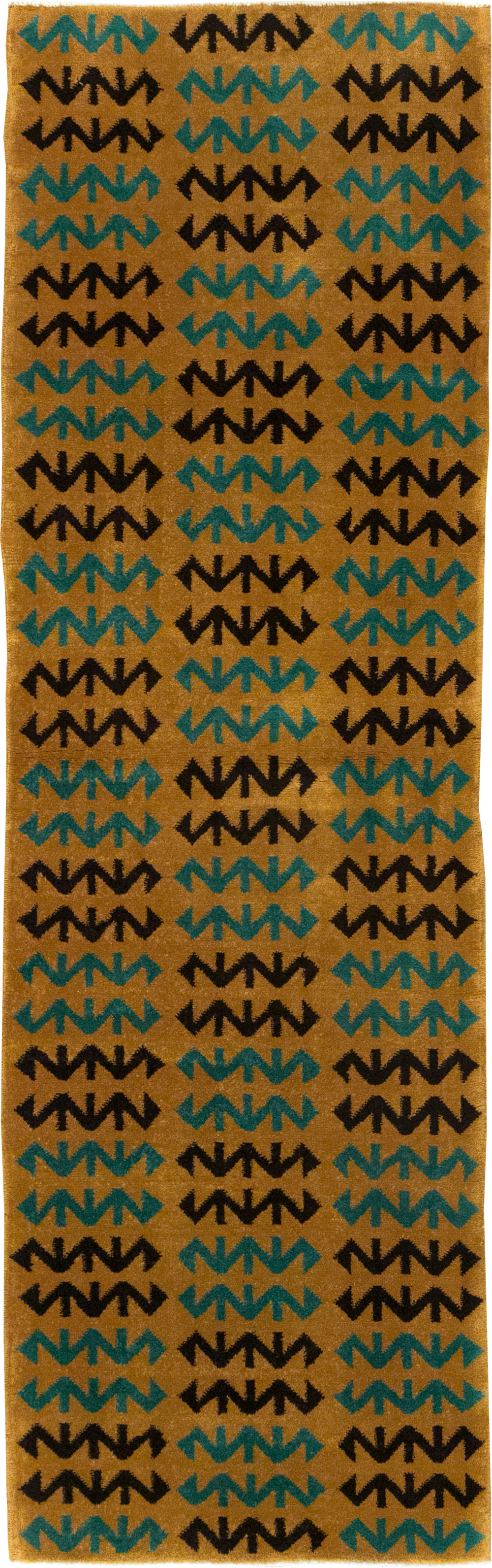 Vintage Turkish Art Deco Style Small Runner, No.31113 - Gsblank