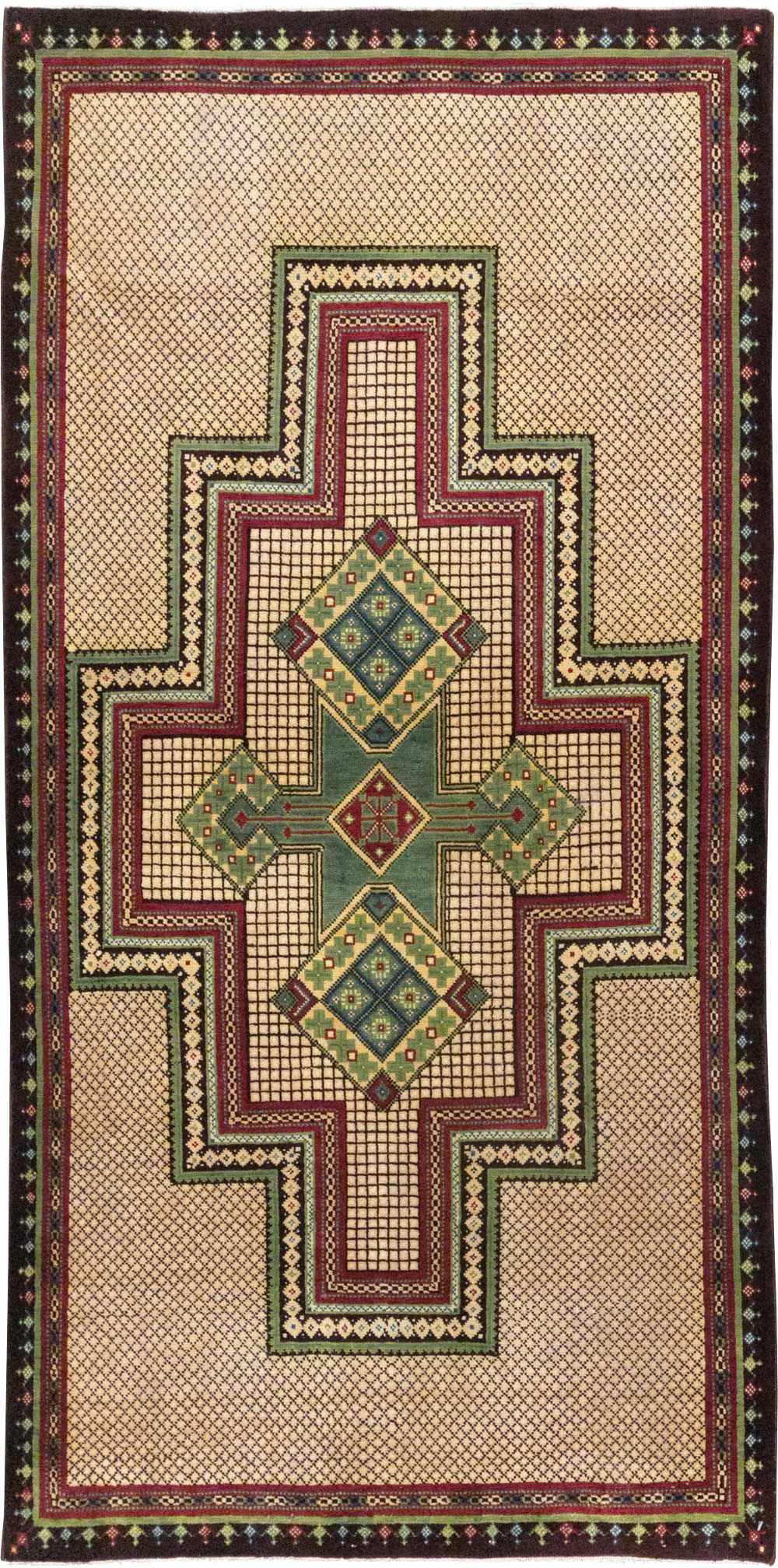 Vintage Persian Mashad Throw Rug, No.31118 - Gsblank