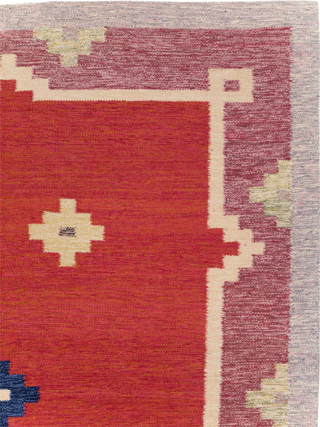 Vintage Swedish Flatweave Kilim Room Size Carpet, No.31149 - Gsblank