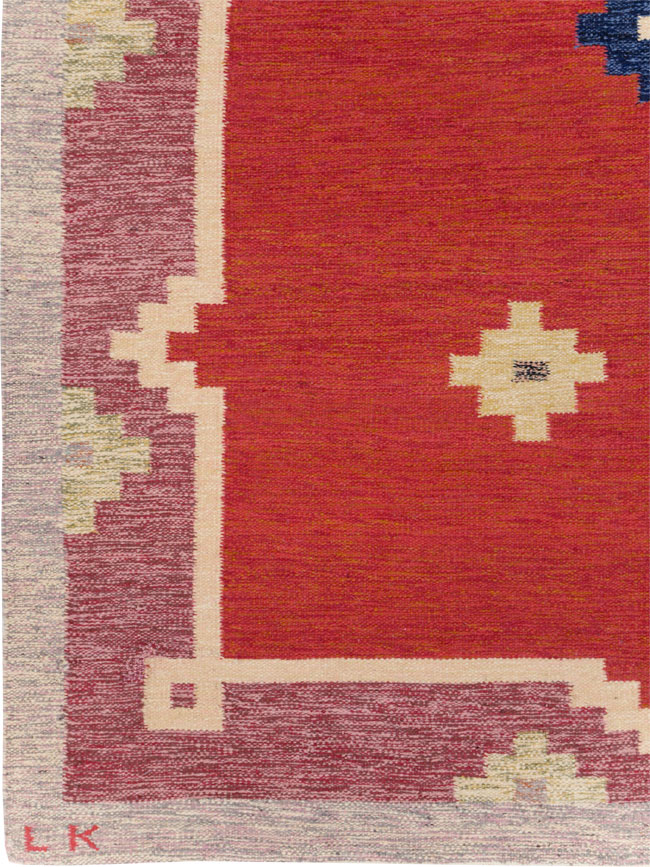 Vintage Swedish Flatweave Kilim Room Size Carpet, No.31149 - Gsblank
