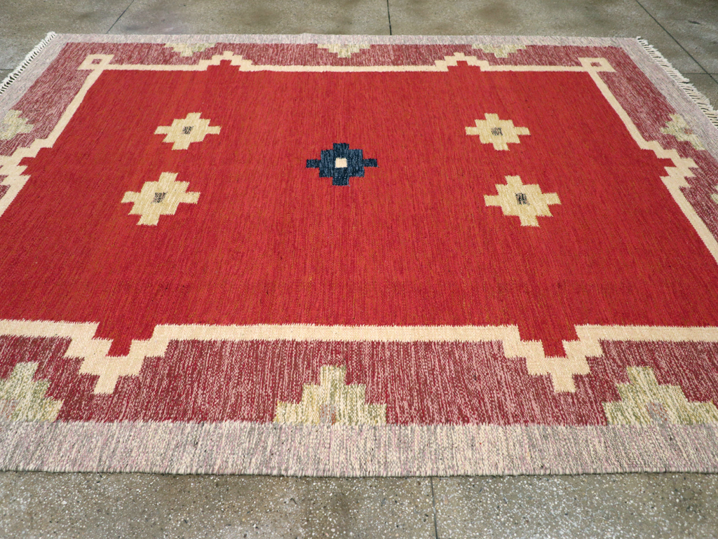 Vintage Swedish Flatweave Kilim Room Size Carpet, No.31149 - Gsblank