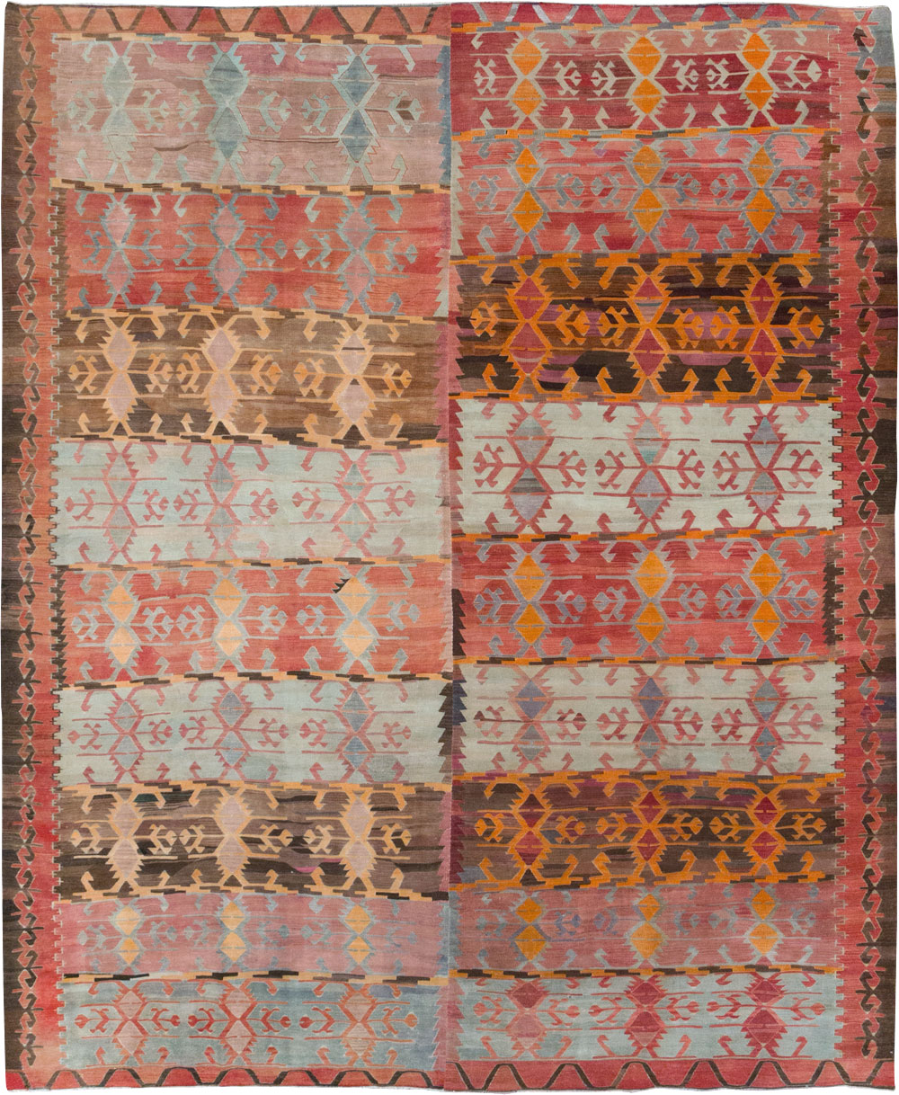 Vintage Turkish Flatweave Kilim Room Size Carpet, No.31152 - Gsblank