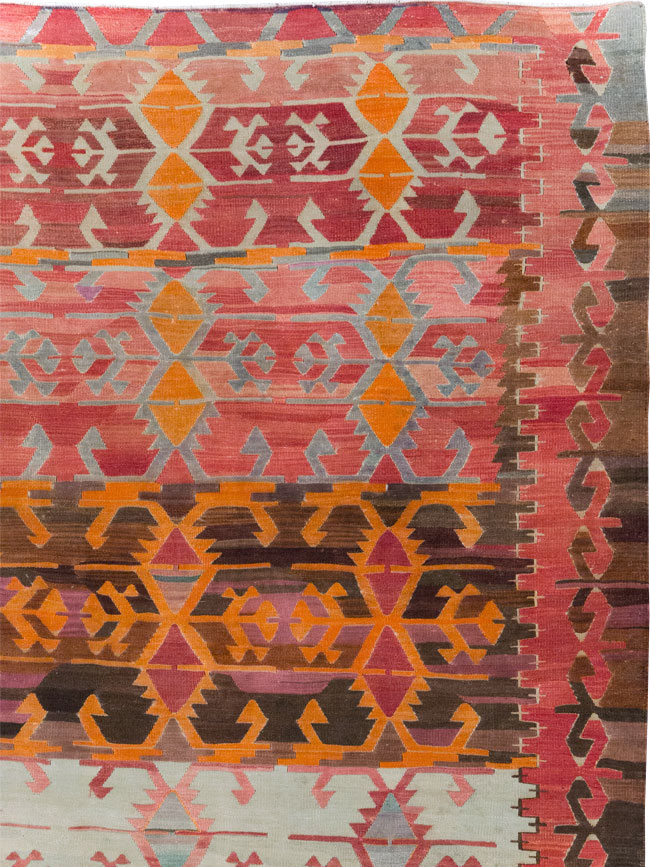 Vintage Turkish Flatweave Kilim Room Size Carpet, No.31152 - Gsblank