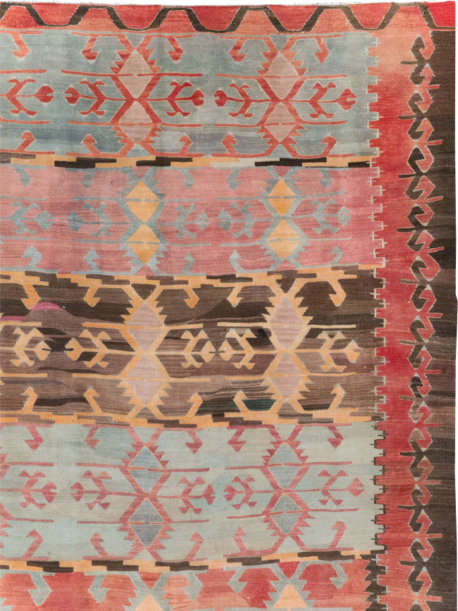 Vintage Turkish Flatweave Kilim Room Size Carpet, No.31152 - Gsblank