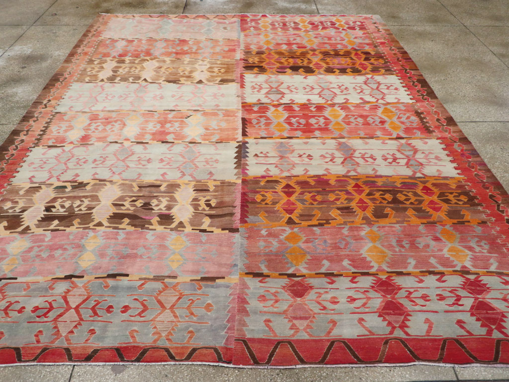 Vintage Turkish Flatweave Kilim Room Size Carpet, No.31152 - Gsblank