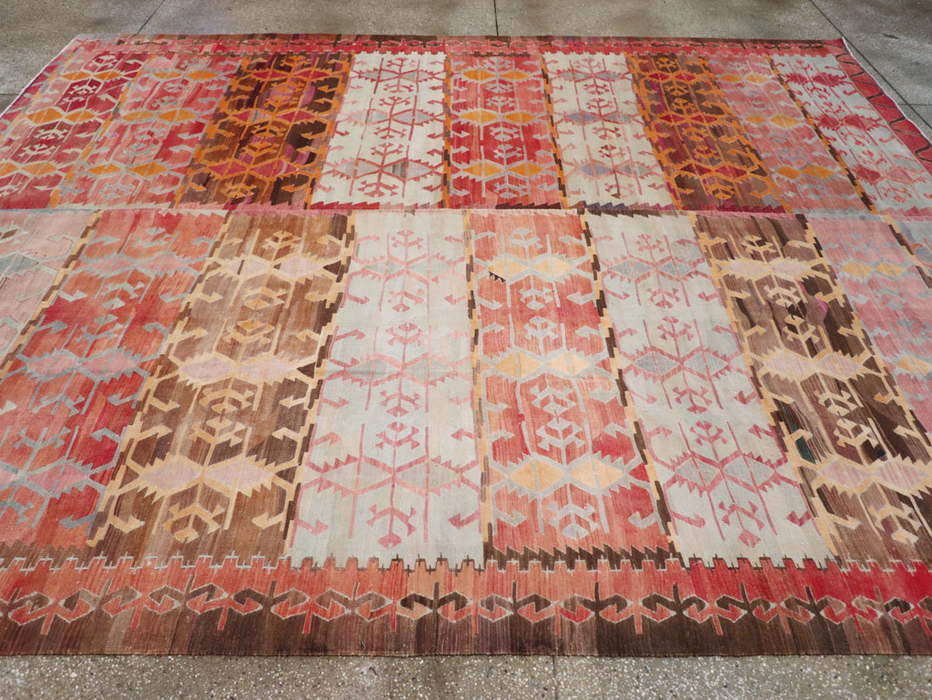 Vintage Turkish Flatweave Kilim Room Size Carpet, No.31152 - Gsblank