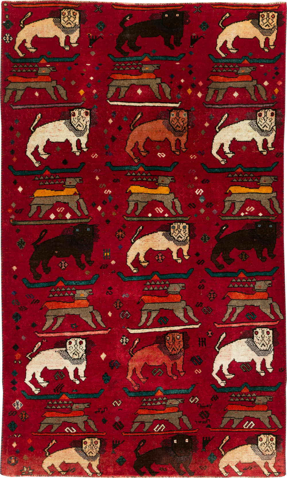 Vintage Persian Pictorial Shiraz Rug, No.31155 - Gsblank