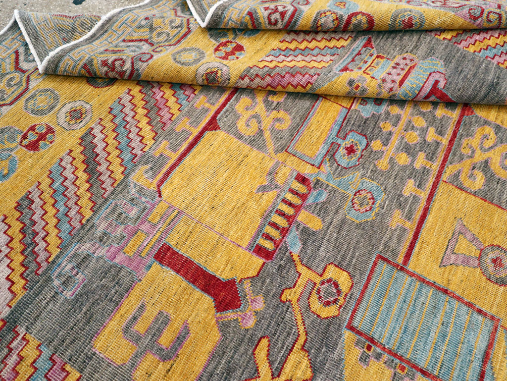 Contemporary East Turkestan Khotan Room Size Carpet, No.31158 - Gsblank