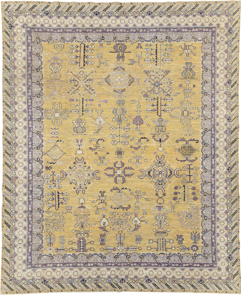 Contemporary East Turkestan Khotan Room Size Carpet, No.31159 - Gsblank