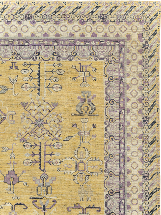 Contemporary East Turkestan Khotan Room Size Carpet, No.31159 - Gsblank