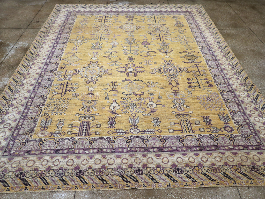 Contemporary East Turkestan Khotan Room Size Carpet, No.31159 - Gsblank