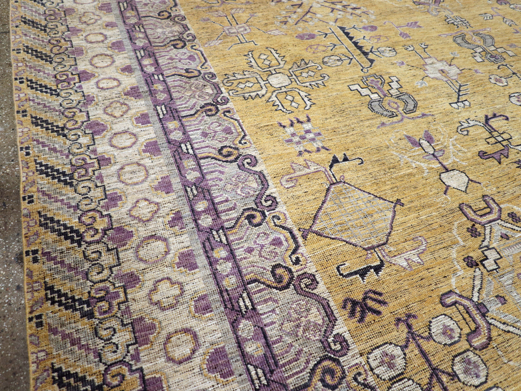 Contemporary East Turkestan Khotan Room Size Carpet, No.31159 - Gsblank